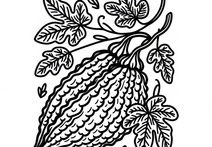 Image à colorier de la courge amère indienne gratuit