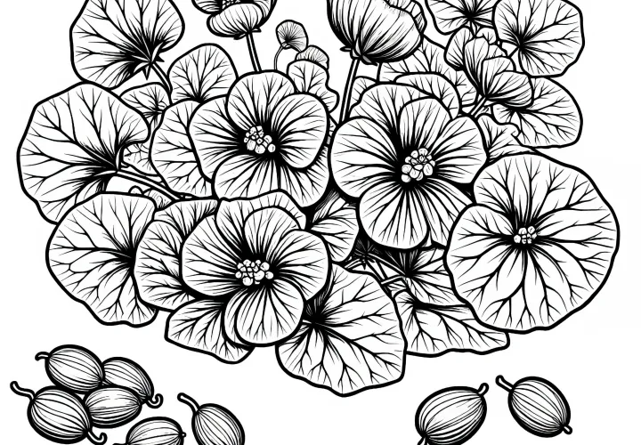 Free Coloring Page of Nasturtium