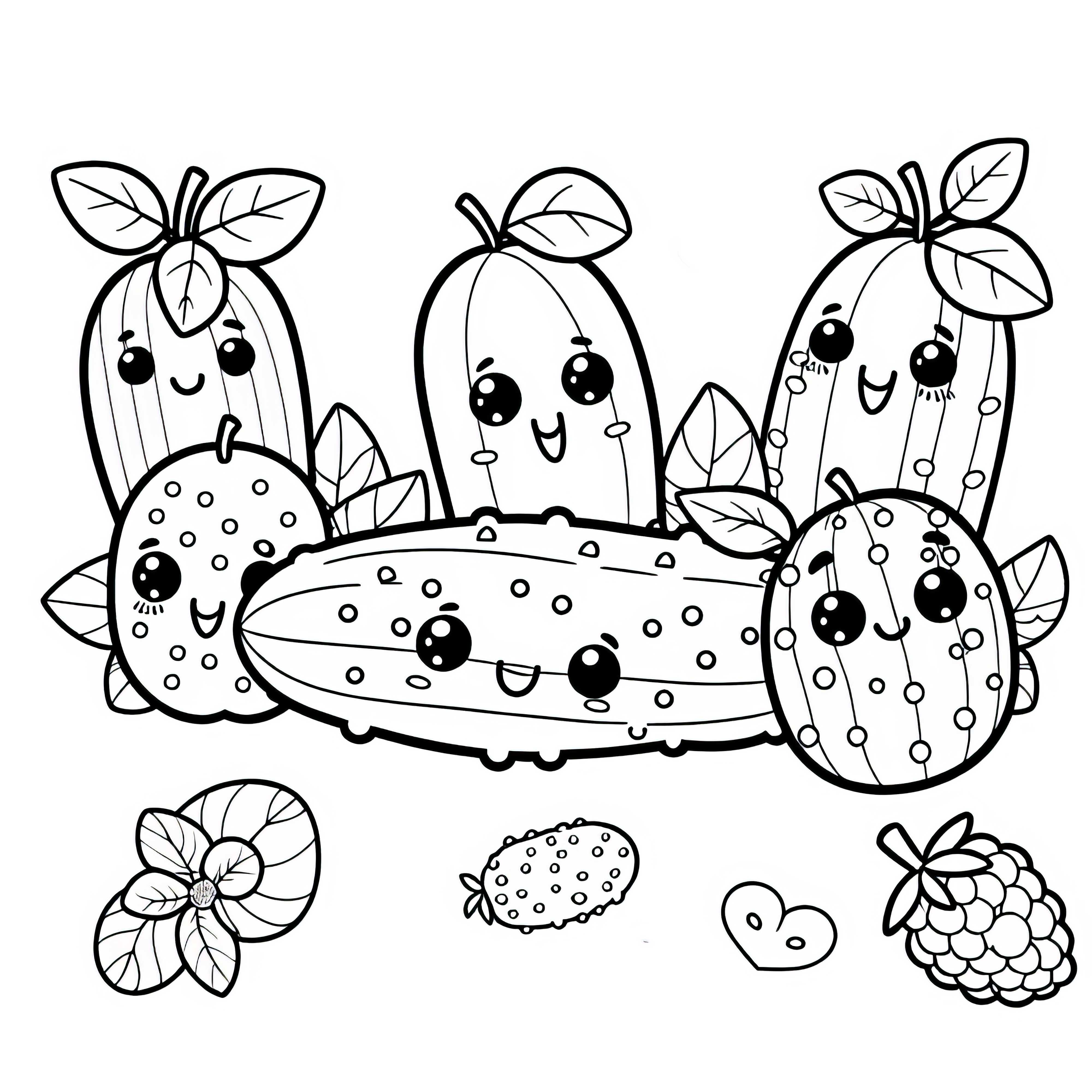 Image &agrave; colorier de mini-concombres gratuit