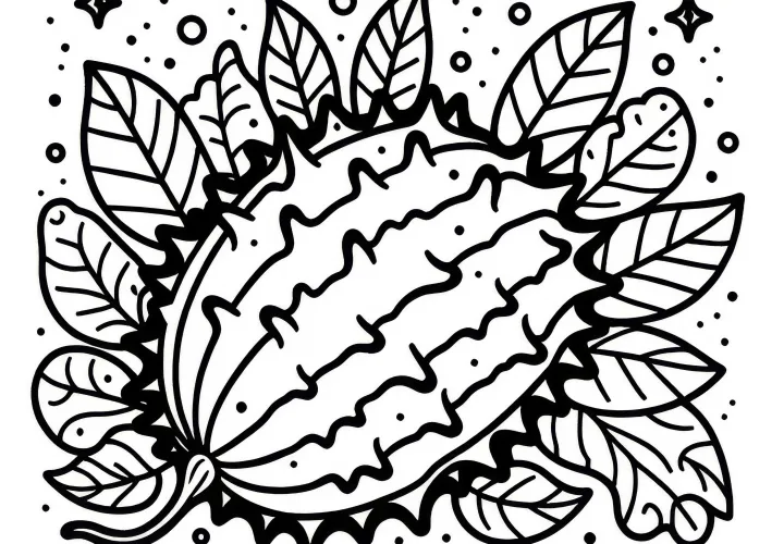 Free download of Kiwano horned melon coloring page