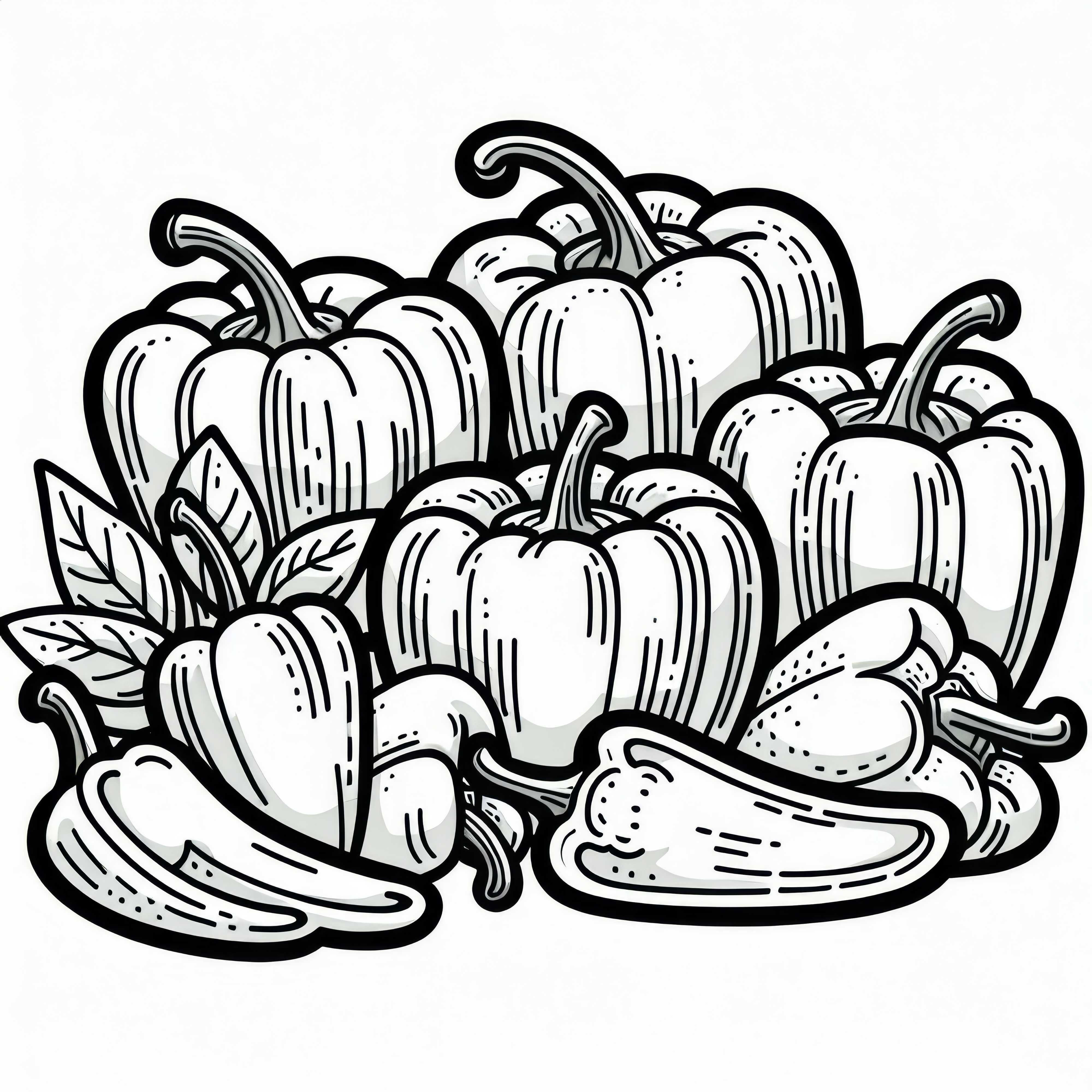 Paprika de toutes les couleurs &ndash; T&eacute;l&eacute;chargez gratuitement une image &agrave; colorier