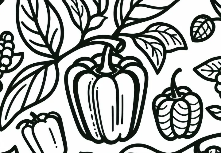 Free Coloring Page of Bell Peppers
