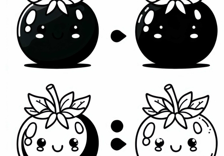 Modèle de coloriage de tomate noire - Téléchargement gratuit