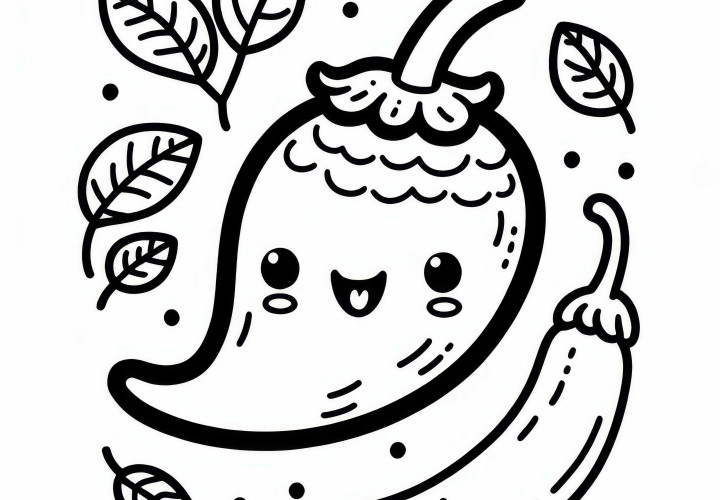 Image à colorier de piment thaï gratuit à télécharger