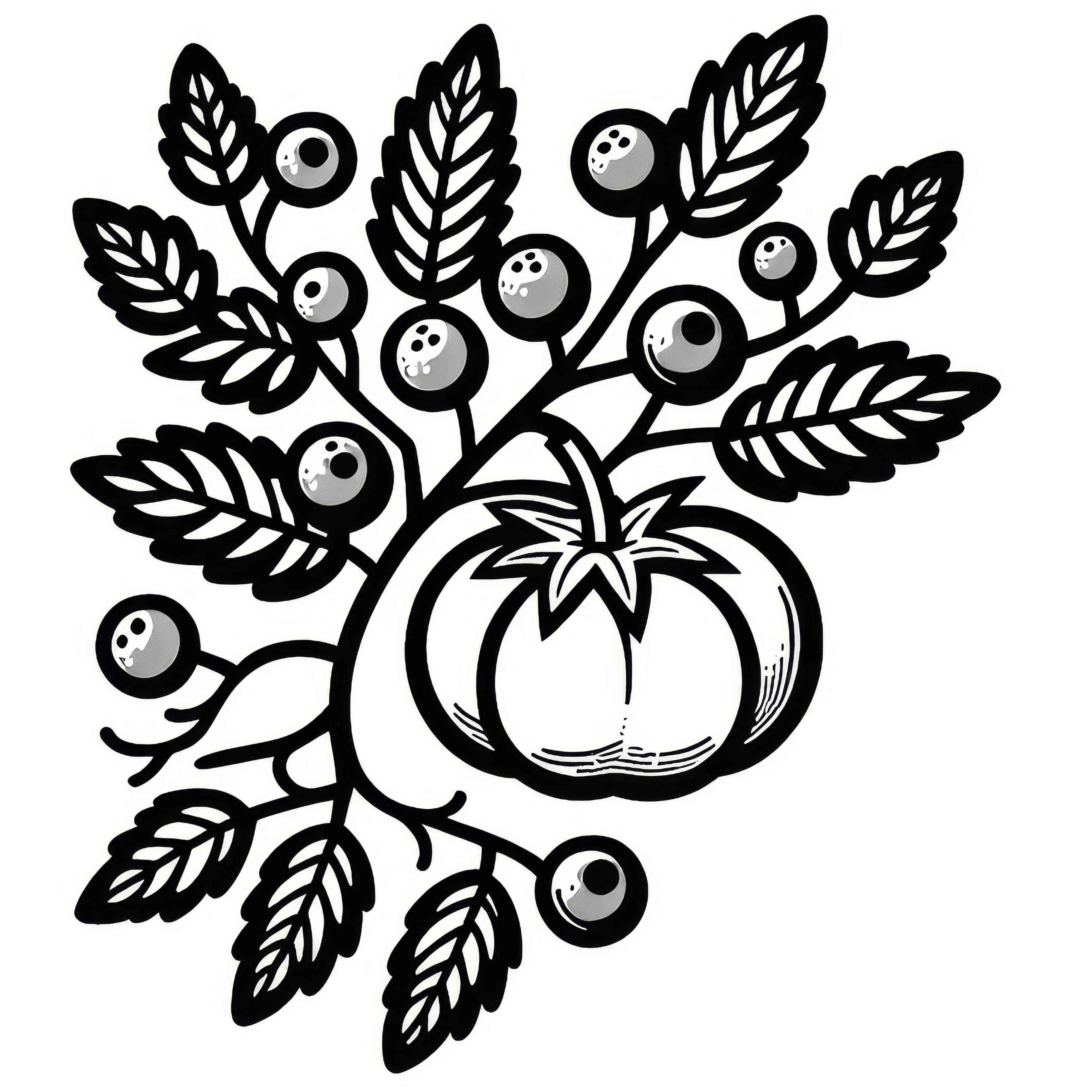 Mod&egrave;le de coloriage de tomates sauvages gratuit