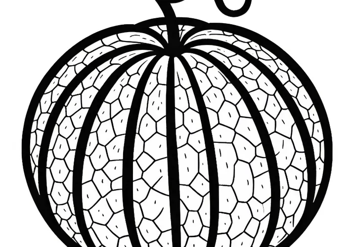 Free Coloring Page of a Cantaloupe