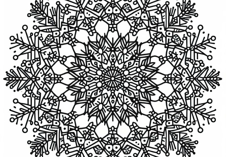 Schneeflocken-Mandala Ausmalbild für den Winter – Kostenloser Download Schneeflocken-Mandala Ausmalbild für den Winter – Kostenloser Download
