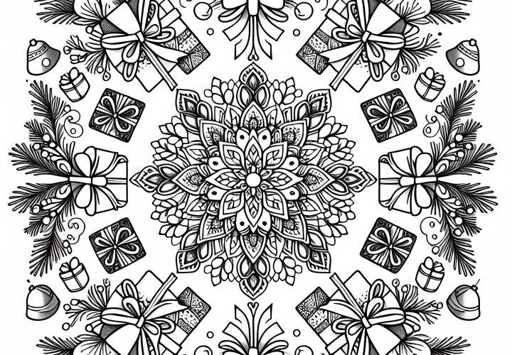 Weihnachtsgeschenke Mandala Malvorlage im Winter kostenlos herunterladen Weihnachtsgeschenke Mandala Malvorlage im Winter kostenlos herunterladen