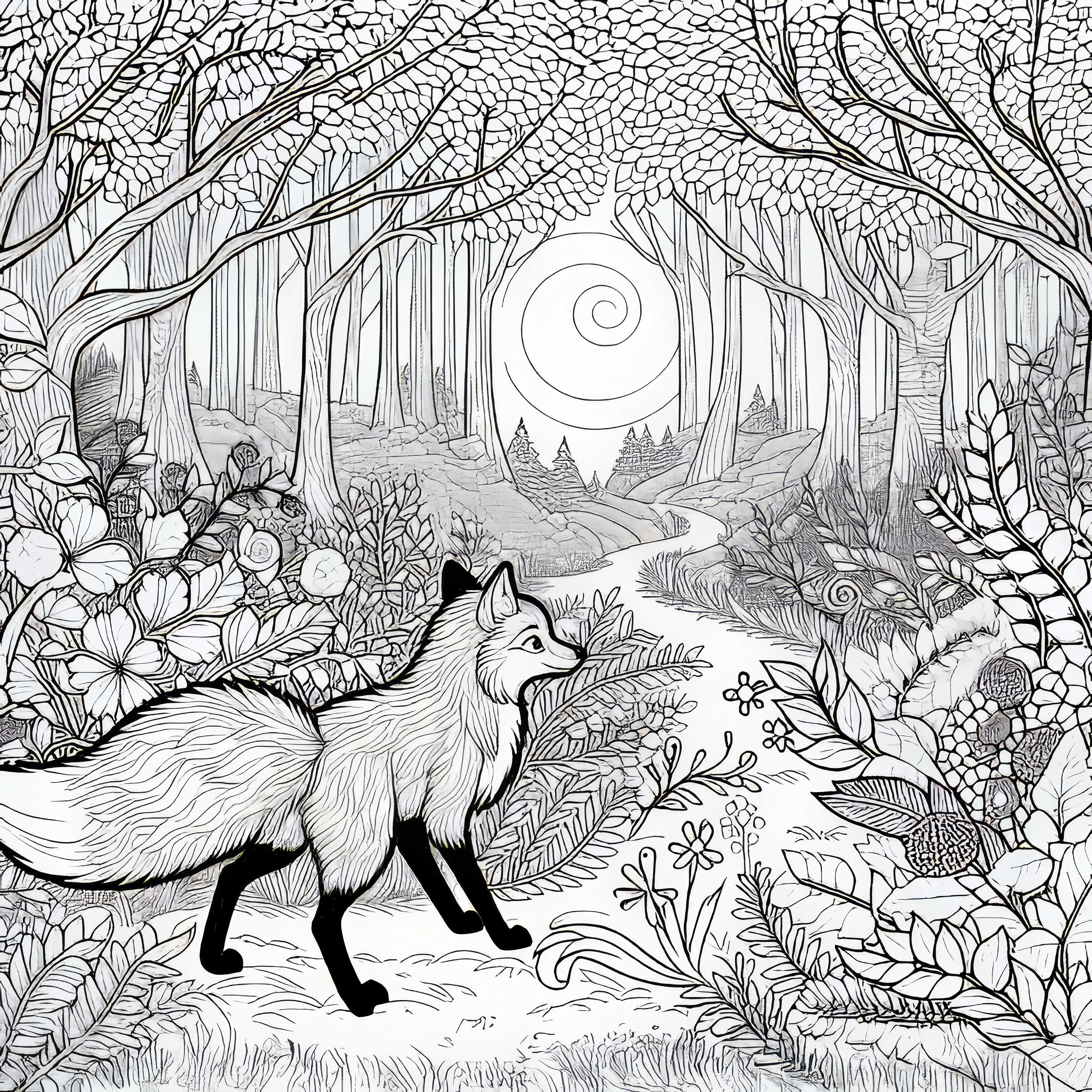 R&aelig;v i den fortryllede eventyrskov - Malebillede gratis