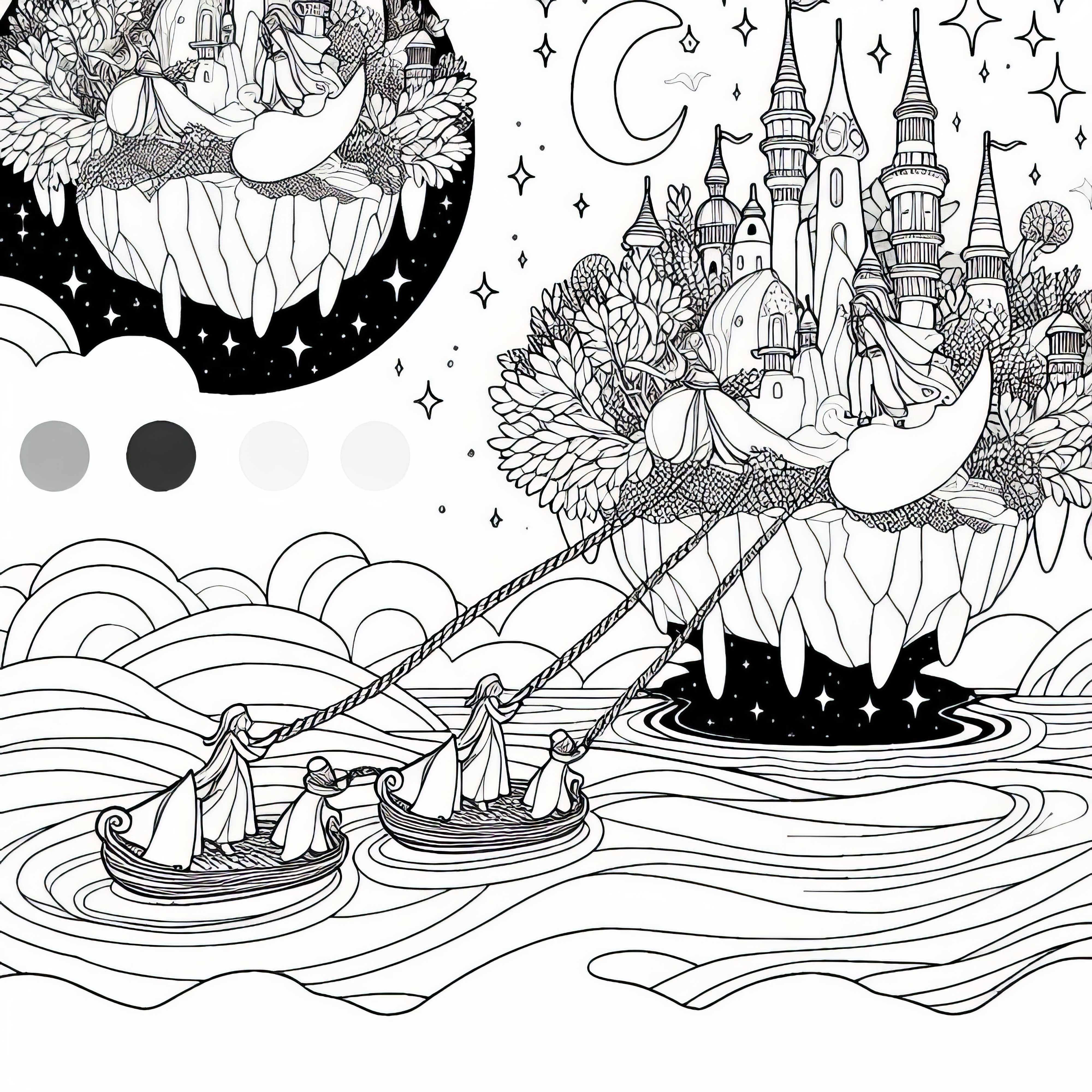 S&uuml;z&uuml;len ada, deniz boyunca mistik varlıklar tarafından &ccedil;ekiliyor &ndash; &Uuml;cretsiz boyama sayfası