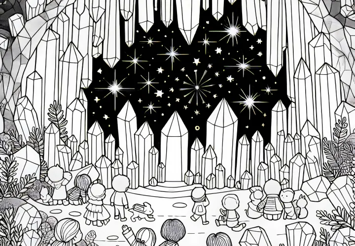 Kristalna jama: Otroci odkrivajo portal – Barvna slika brezplačno