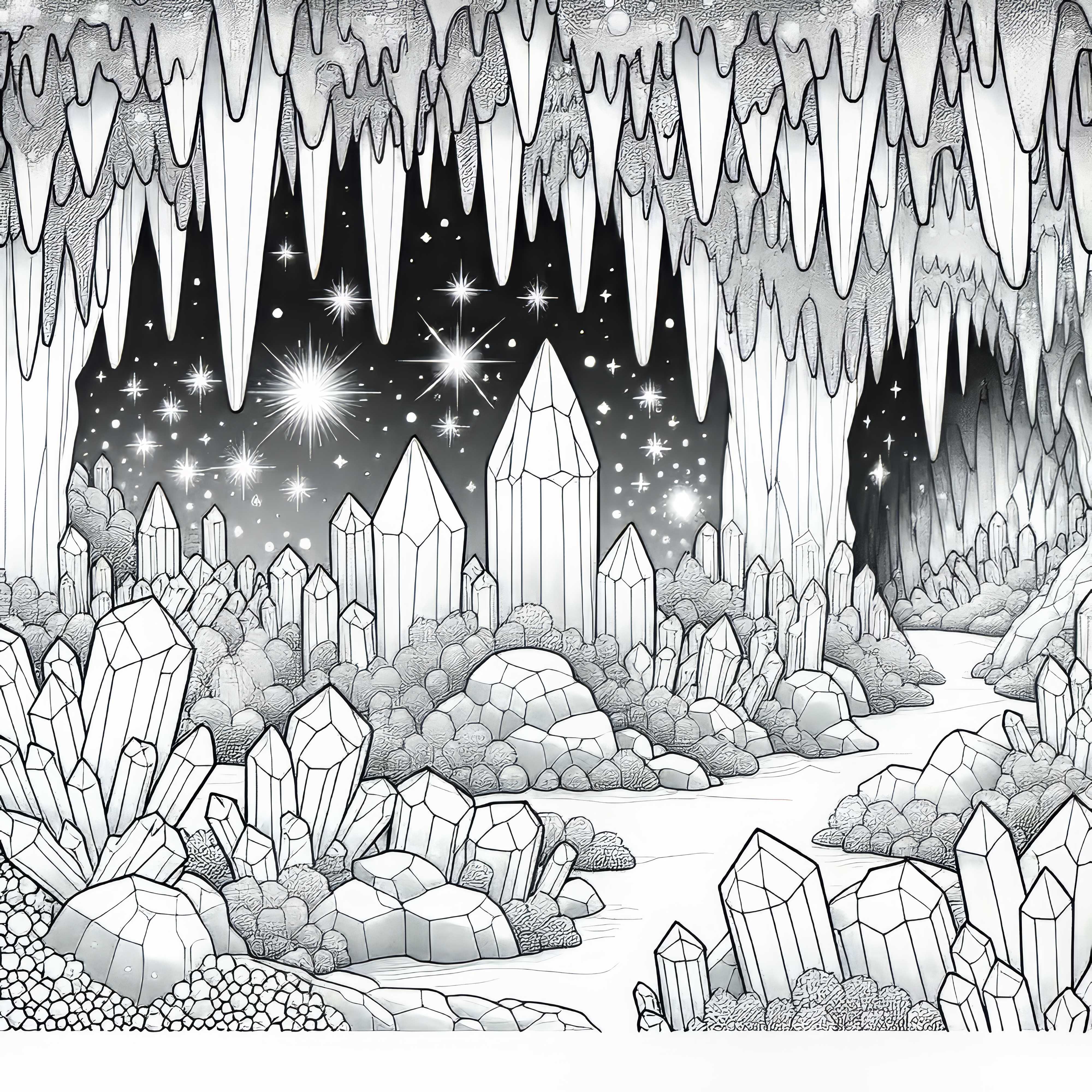 Glitrende krystaller i krystallhulen &ndash; Malebilde for nedlasting