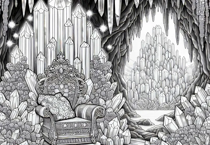 Kristalna jama v globini - Brezplačna barvalna predloga za prestol