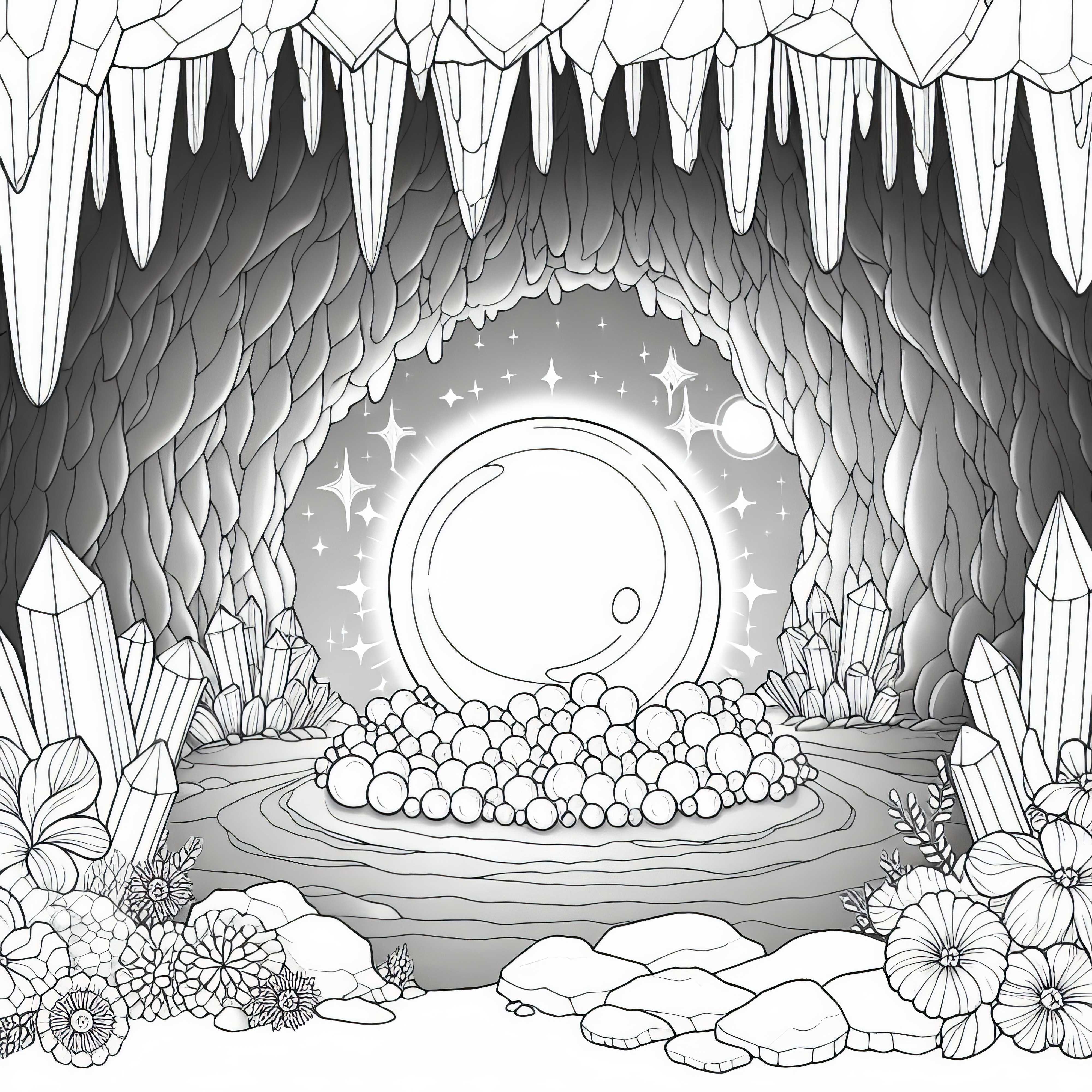 Krystallhule med en stor perle fargeleggingsmal