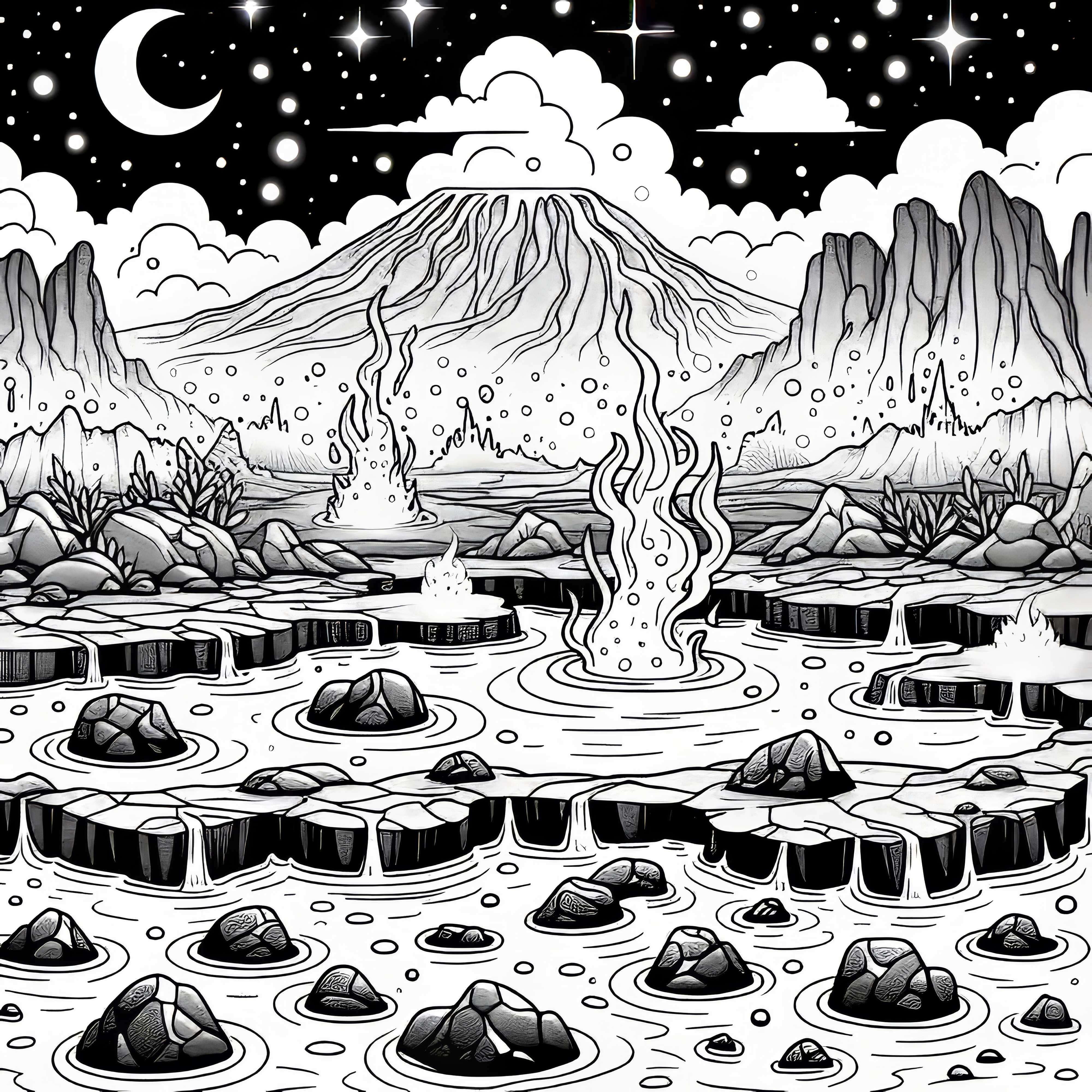 Vulkanlandskap Fargelegge &ndash; Gratisk tilbud for nedlasting