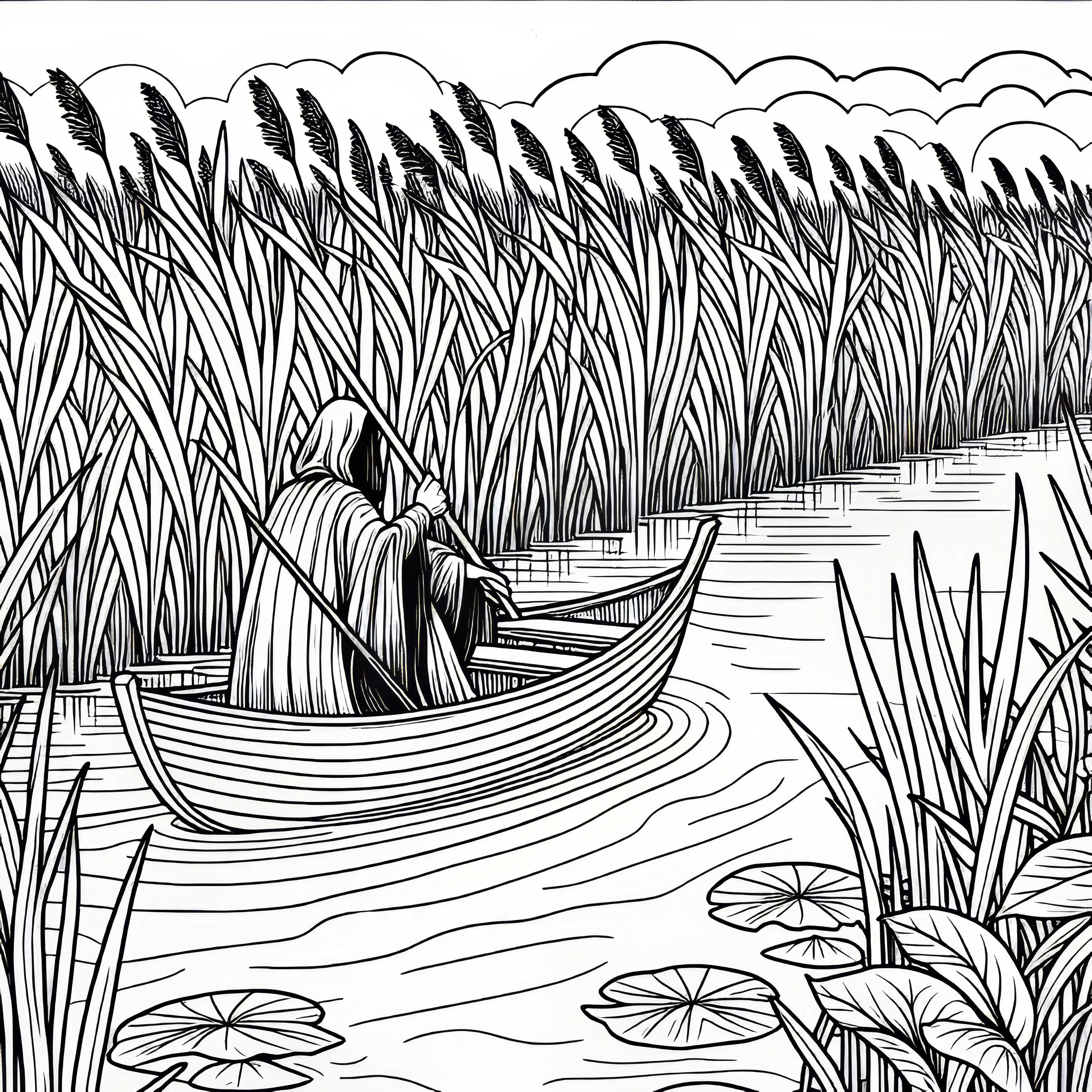 Torf alanı: Bir bot sık sazlıklar arasında s&uuml;z&uuml;l&uuml;yor - &Uuml;cretsiz boyama sayfası