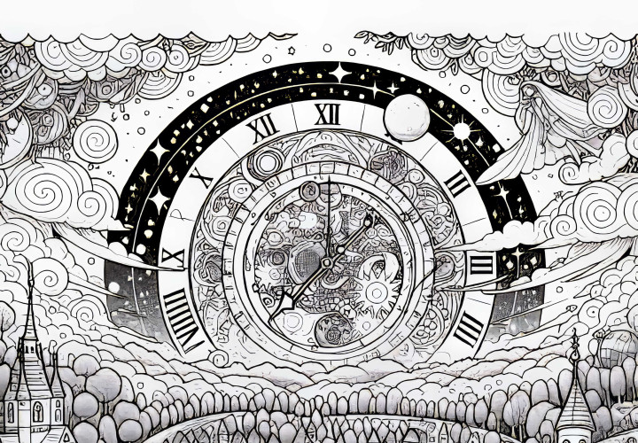 Himmelsk rike: Kjempe himmelklokke Snurrer Over Verden – Fargeleggingsmal Gratis