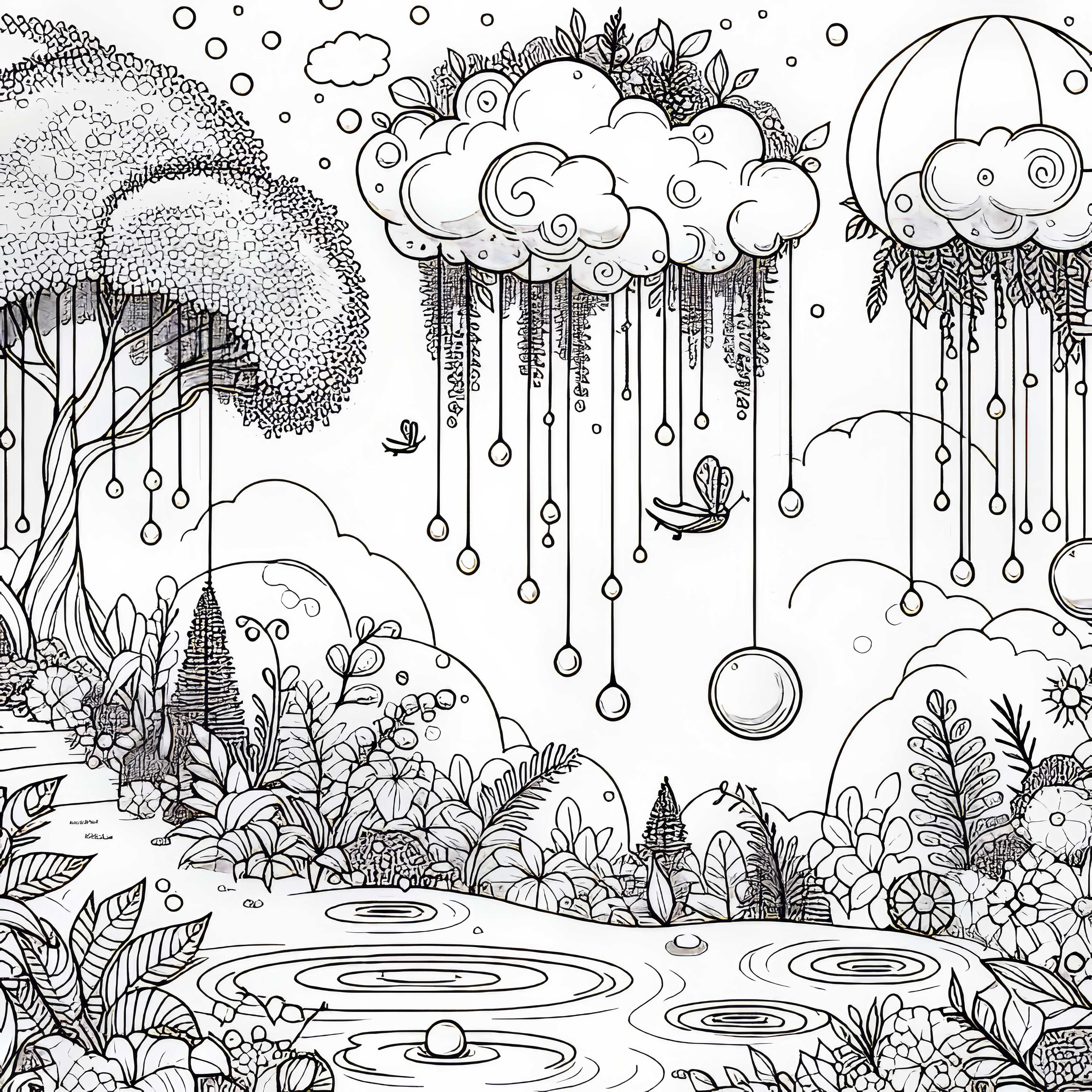 Himmelsrike med flygende hage og svevende vannbobler &ndash; Utfyllingsbilde for nedlasting