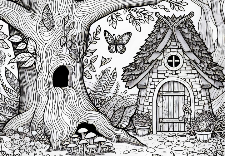 Фея света Дом лесной феи Раскраска Бесплатно