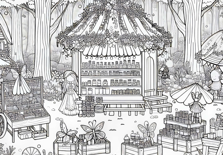 Feenlysning Feenmarked Fargeleggingsbilde Gratis Nedlasting