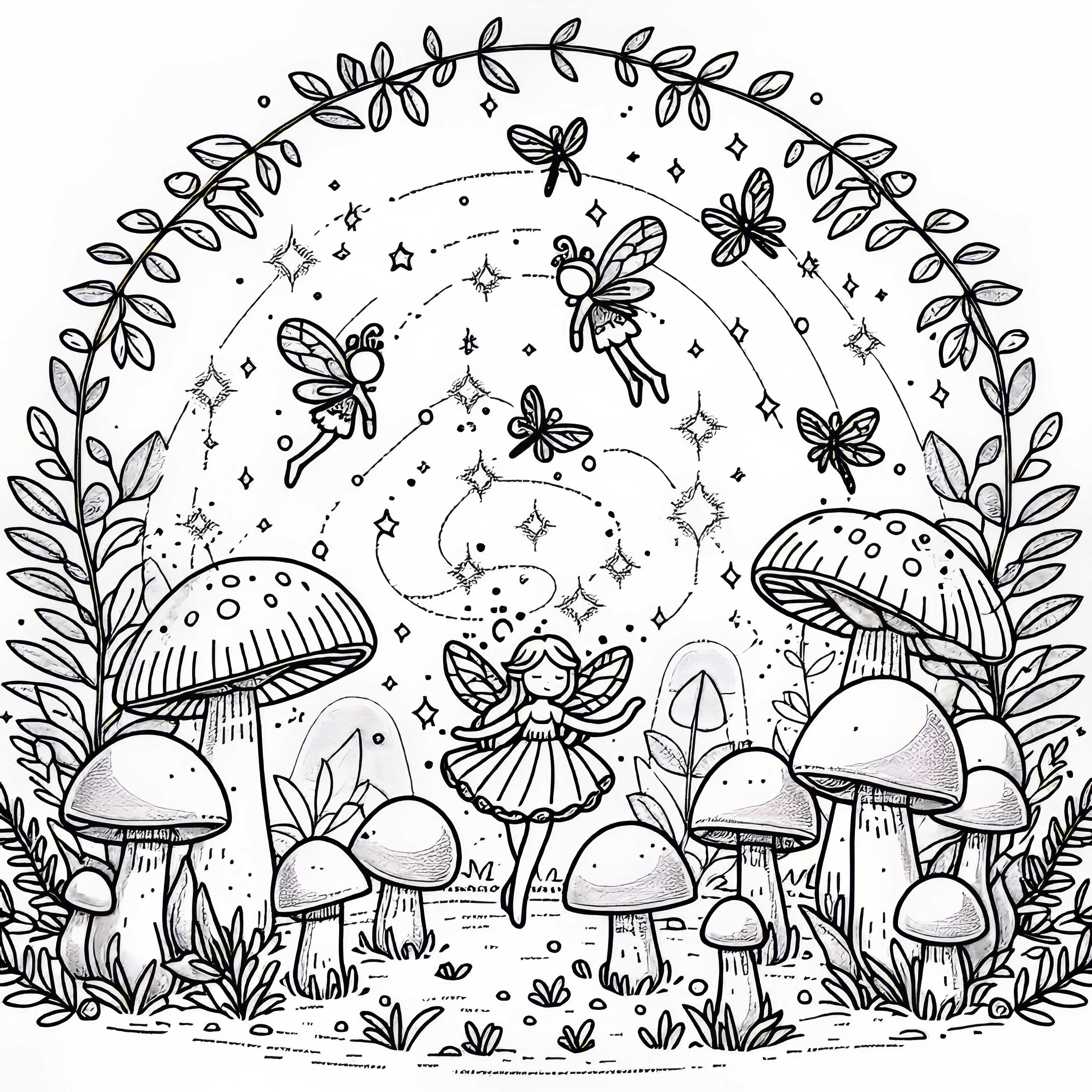 Ilumina&ccedil;&atilde;o de fadas com vagalumes: Fadas dan&ccedil;ando como imagem para colorir gratuita