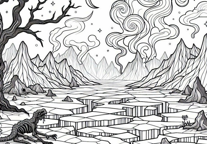 Død landskap med dype sprekker – Malebilde gratis