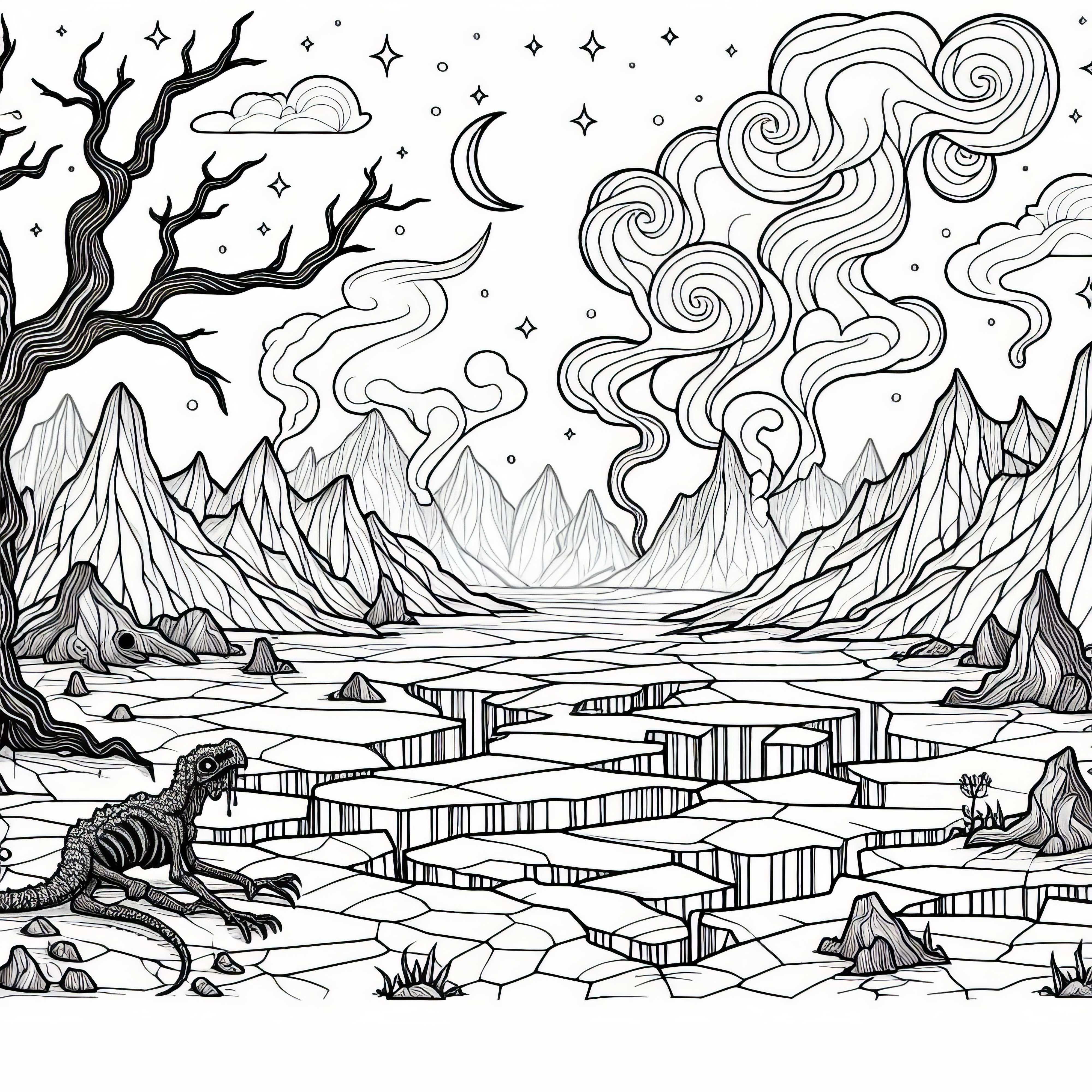 D&oslash;d landskap med dype sprekker &ndash; Malemaleri gratis