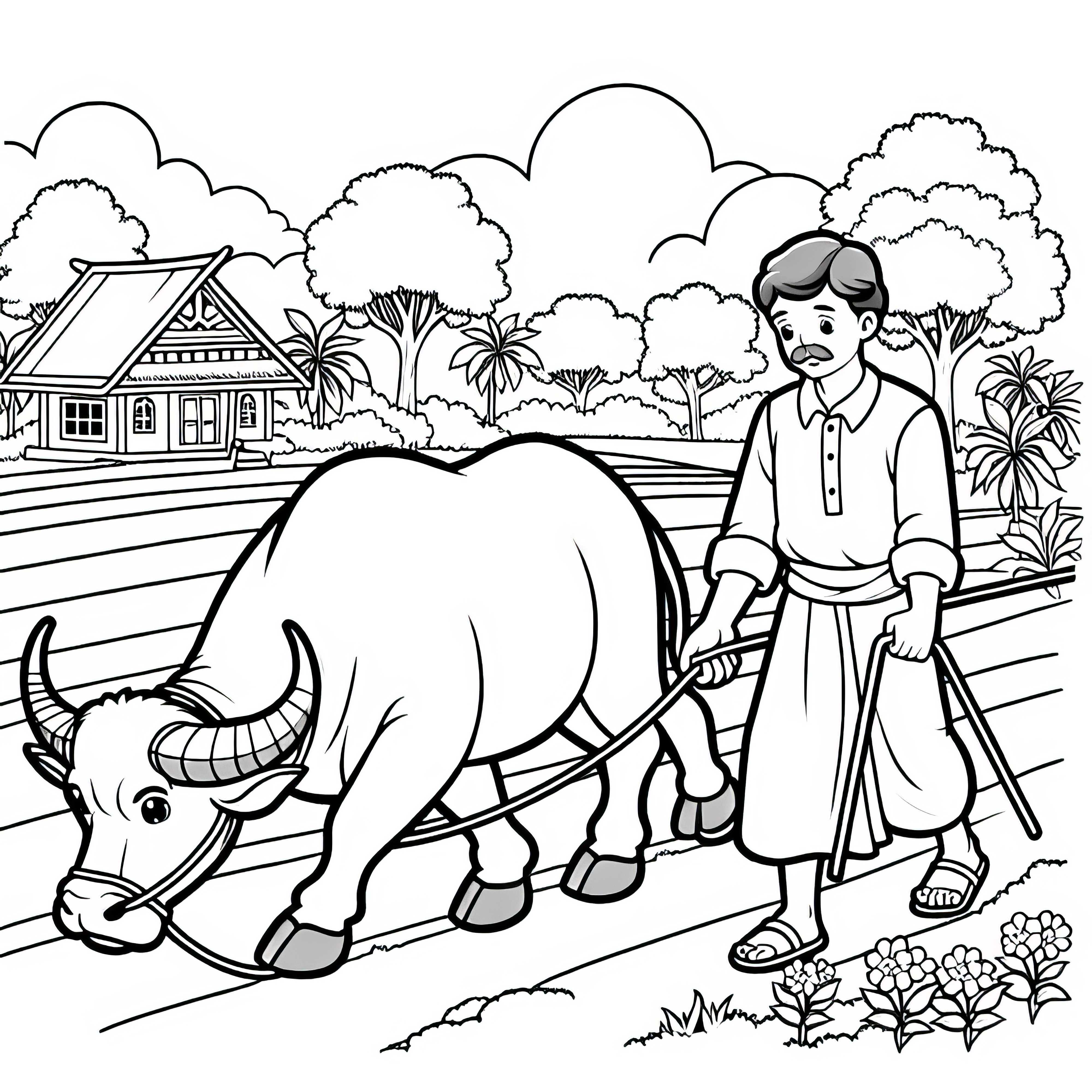 Vannb&oslash;ffel blir f&oslash;rt av b&oslash;nder gjennom &aring;keren &ndash; Malebilde enkelt gratis