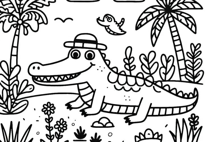 Krokodille fargeleggingsbilde enkelt gratis