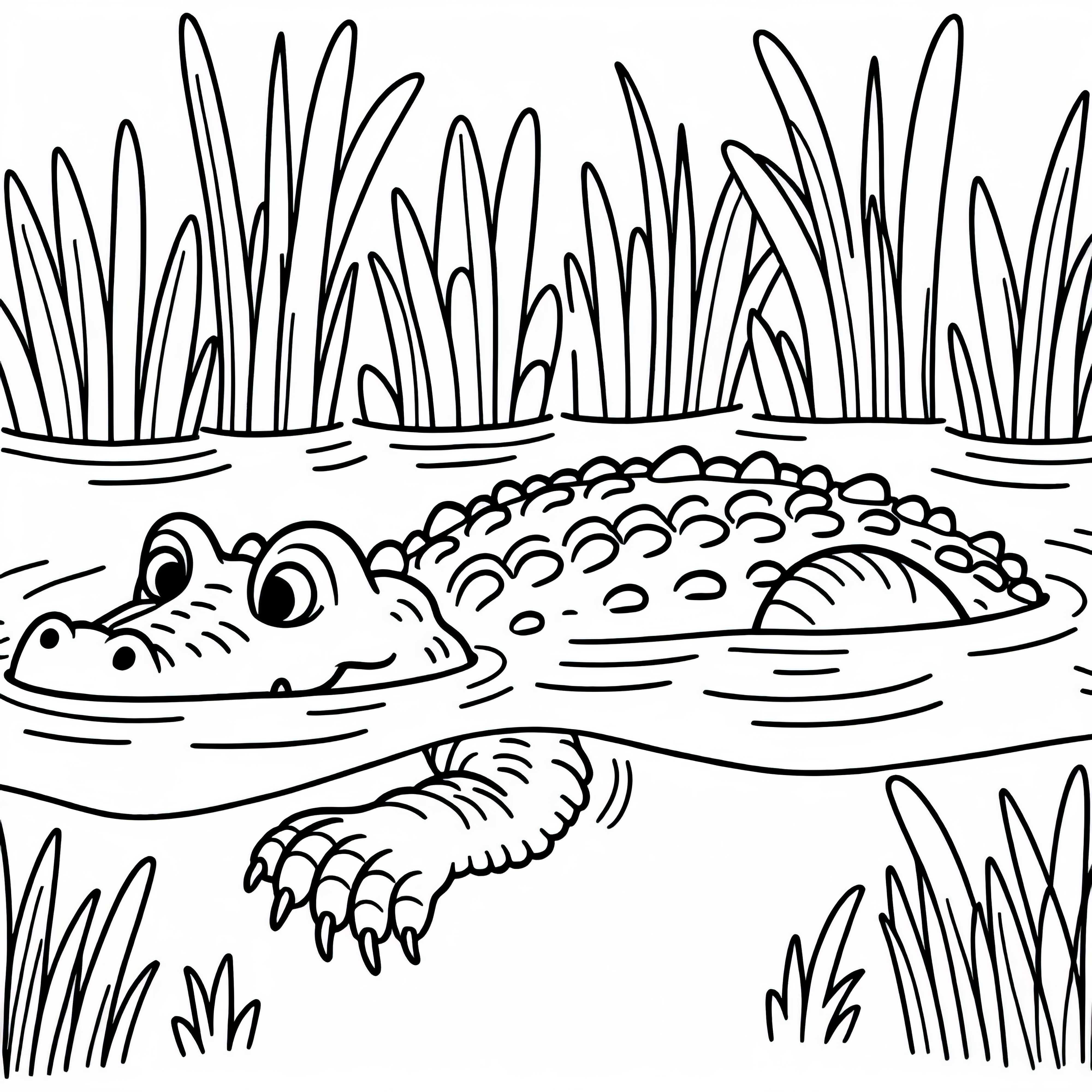 Krokodill sv&oslash;mmer gjennom vannet &ndash; Gratis fargeleggingsbilde