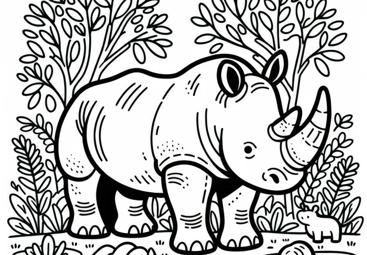 Nashorn Malerettelse Enkel Gratis nedlasting