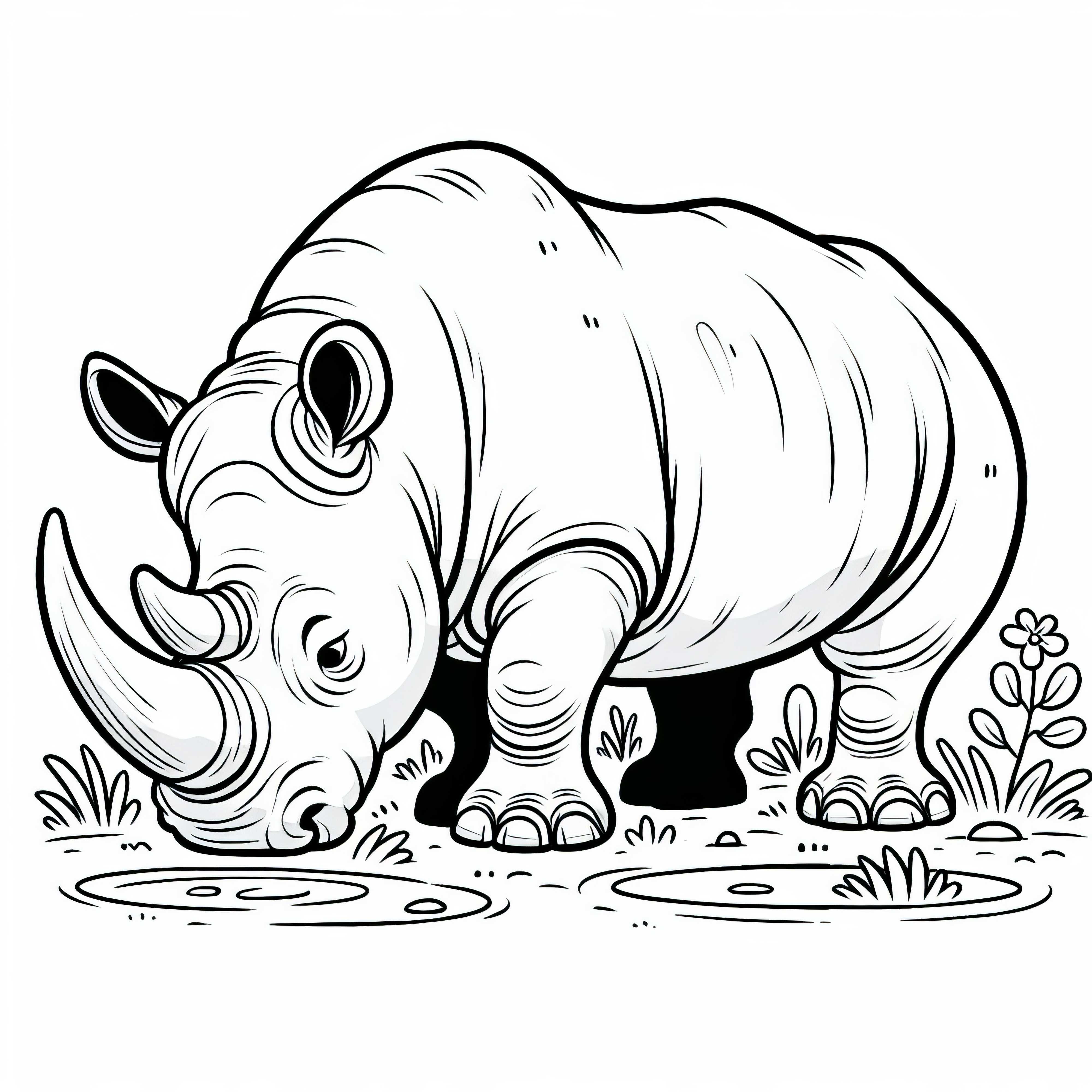 Neshorn senker massive hode &ndash; Fargeleggingsbilde enkelt gratis