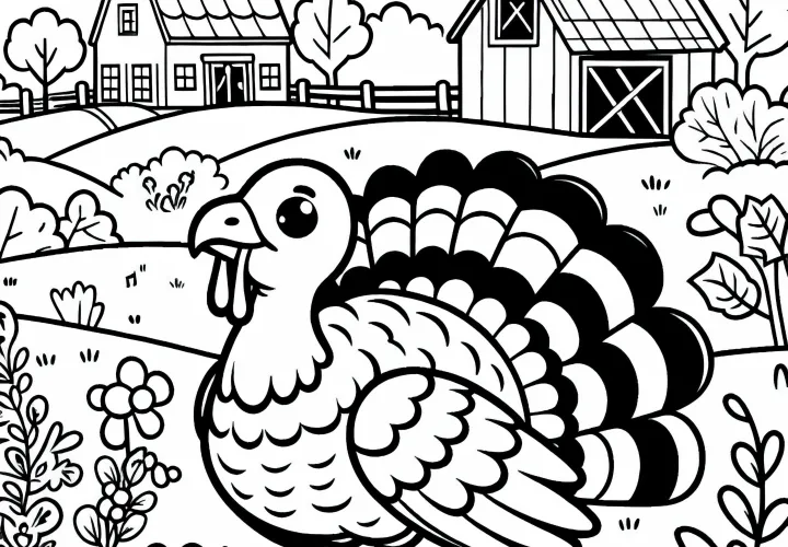 Tavuk çiftlikte koşuyor ve etrafa dikkatlice bakıyor - Ücretsiz boyama sayfası