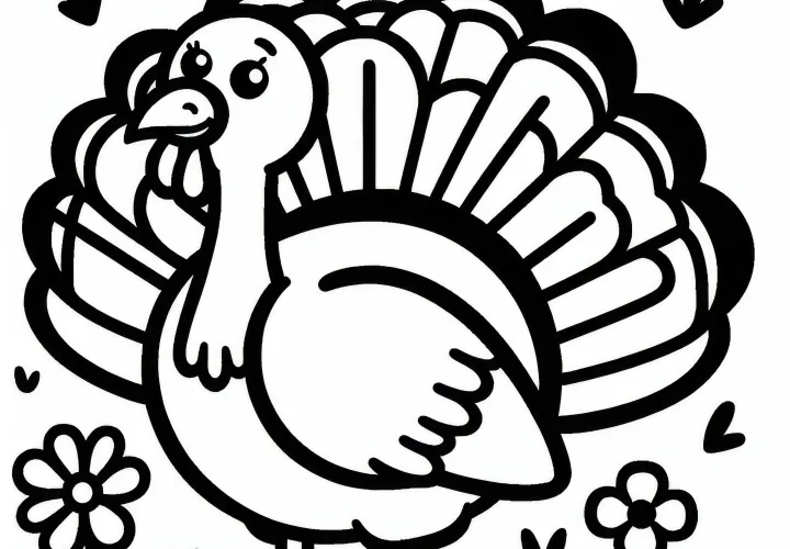 Tegning av kalkun Enkel Gratis nedlasting og online fargelegging