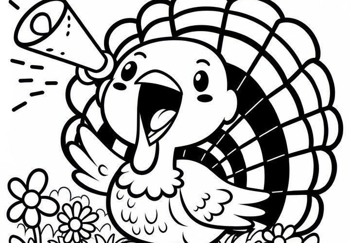 Tyrk har høylytt med vidåpne nebb - Fargeleggingsmal gratis