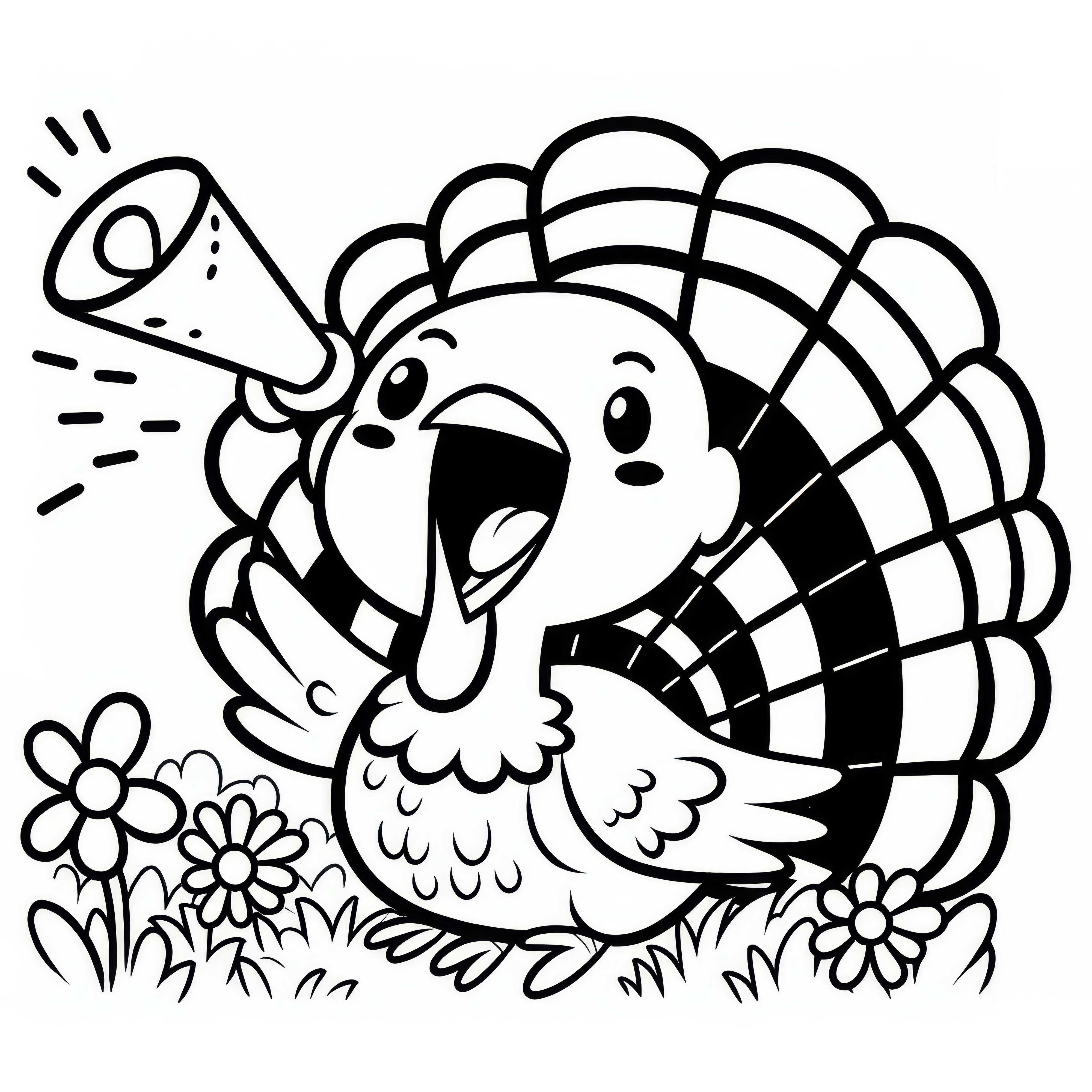 수탉이 입을 크게 벌리고 크게 운다 - 무료 색칠하기 도안