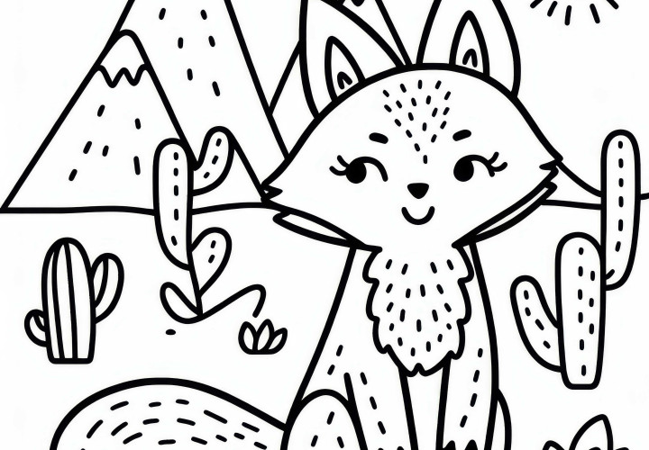 Ørkenræv farvelægningsskabelon Enkel Gratis