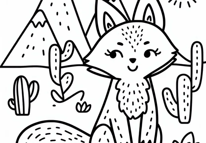 Ørkenræv farvelægningsskabelon Enkel Gratis