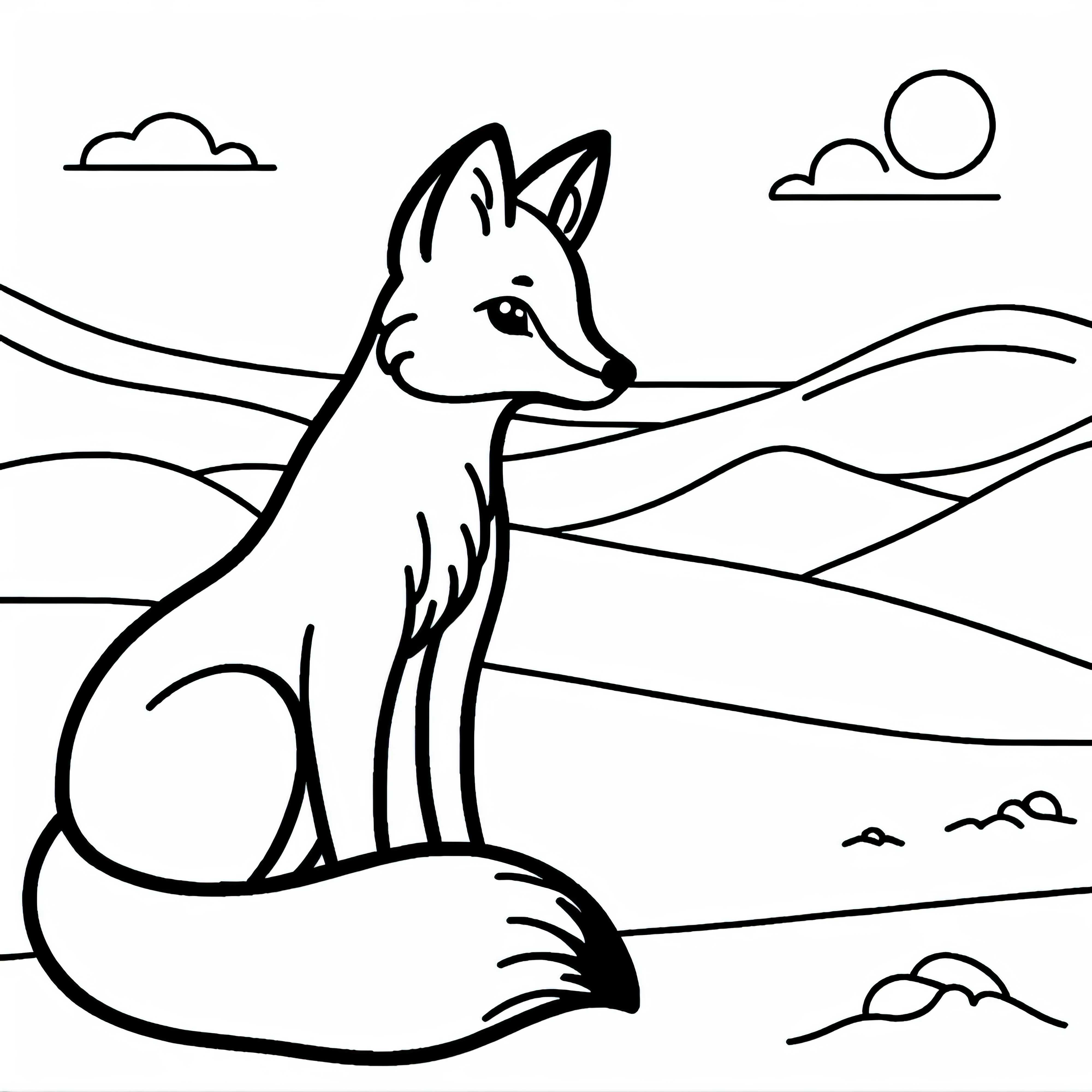 &Oslash;rkenr&aelig;v sidder p&aring; sandklit og ser opm&aelig;rksomt l&aelig;ngere ude - Malebillede gratis