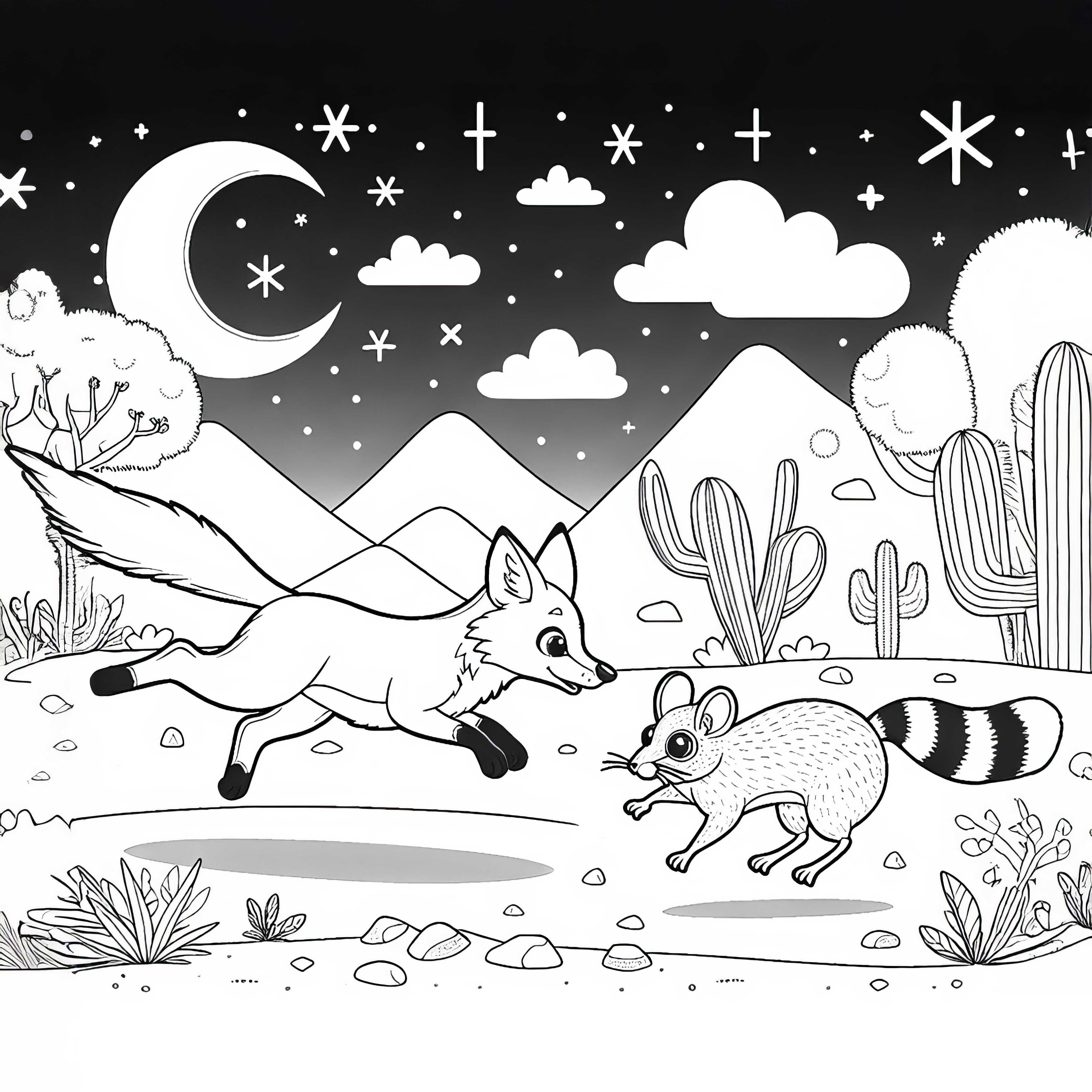 &Oslash;rkenfuchs jager &oslash;rkenmus i m&aring;neskinn &ndash; Malebillede gratis