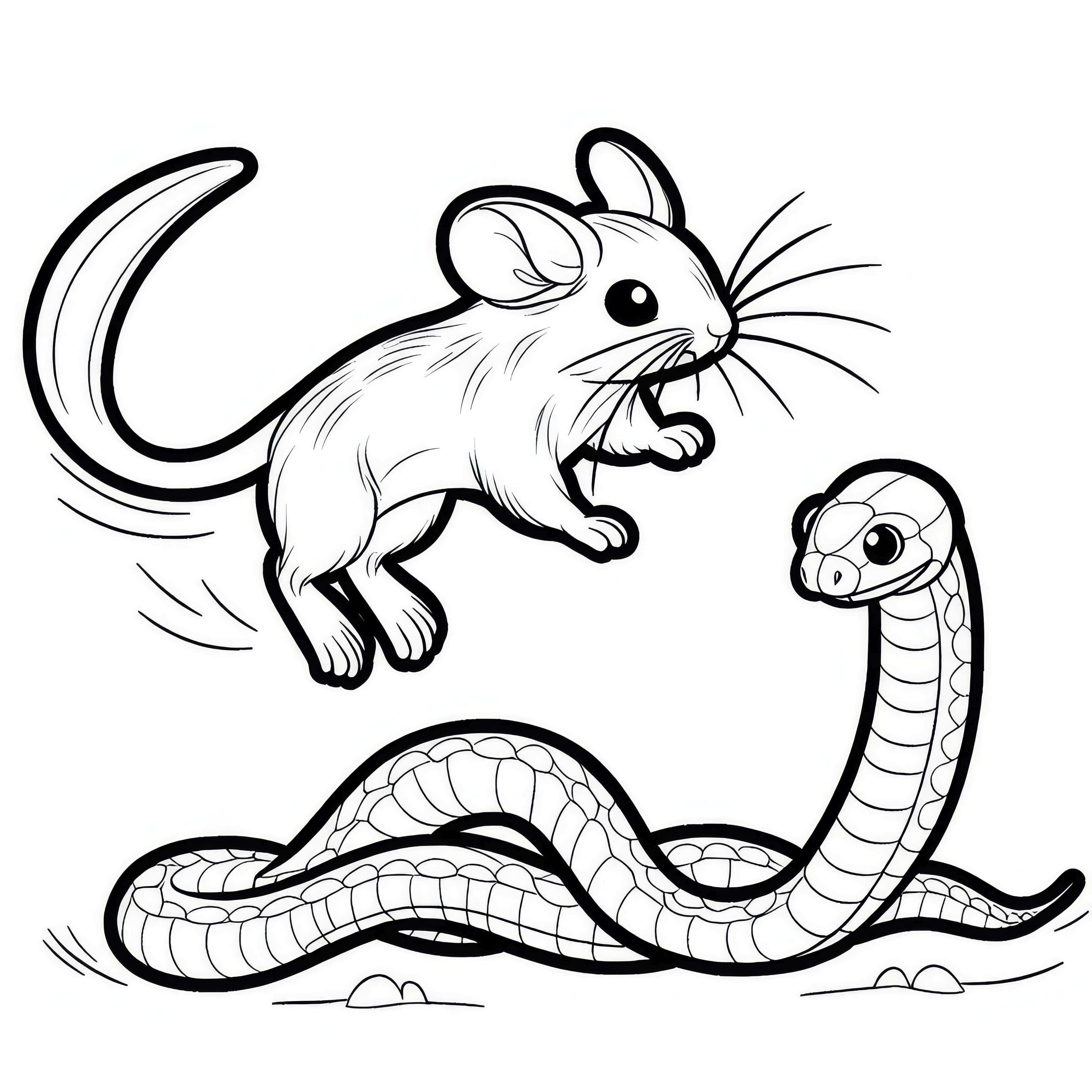 &Oslash;rkenmus hopper opp i luften for &aring; unnslippe en slange &ndash; Fargeleggingsbilde gratis