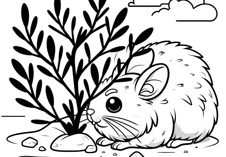 Ørkenmus gjemmer seg under busk for solen – Fargestatning gratis