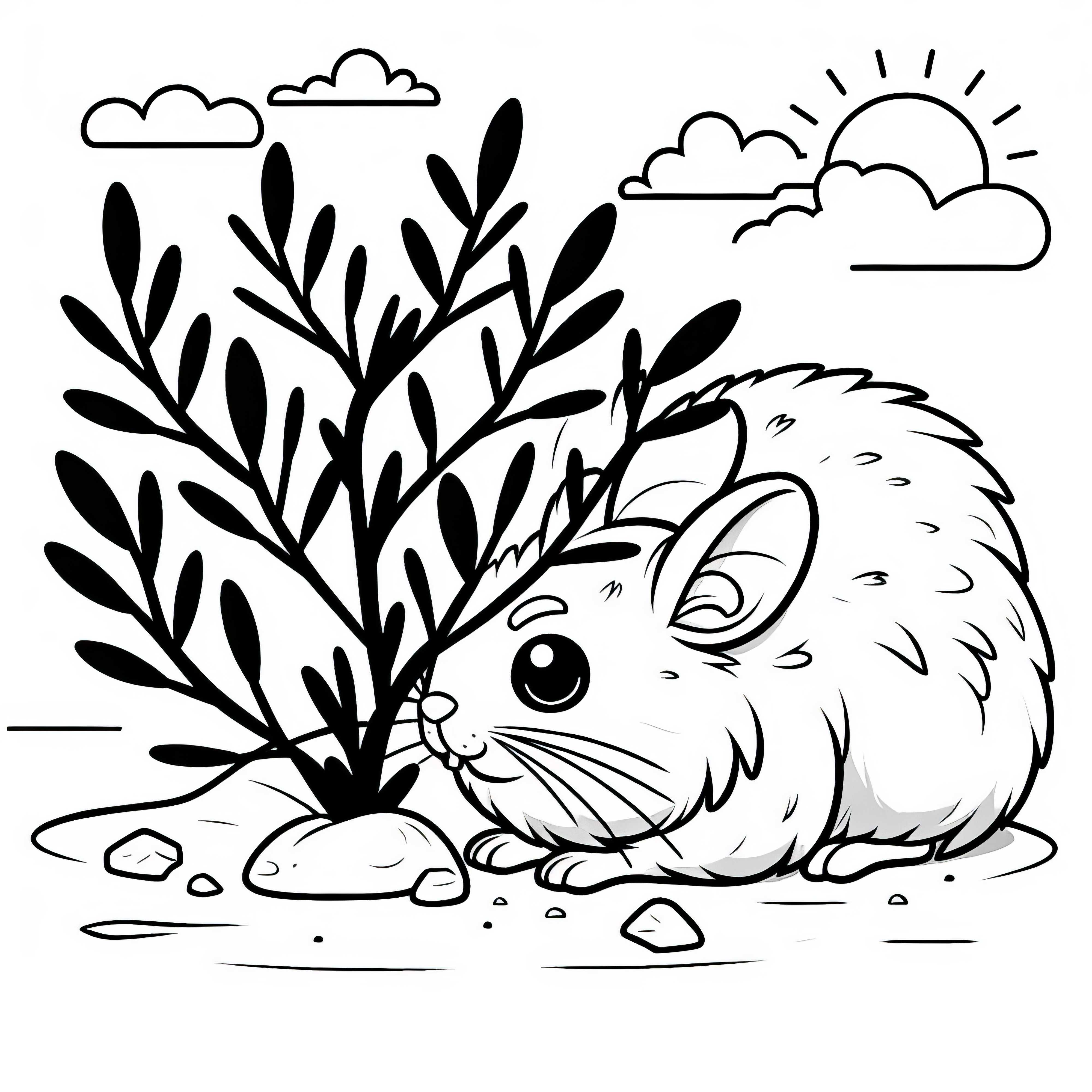 &Oslash;rkenmus gjemmer seg under busk for solen &ndash; Malebilde gratis