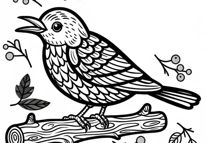 Desenho para colorir do pássaro Amsel na Europa grátis