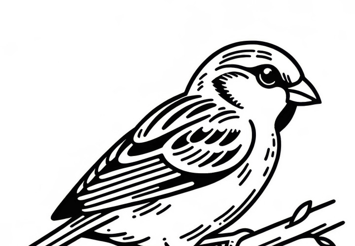 Воробей домовый птица Европа раскраска бесплатно