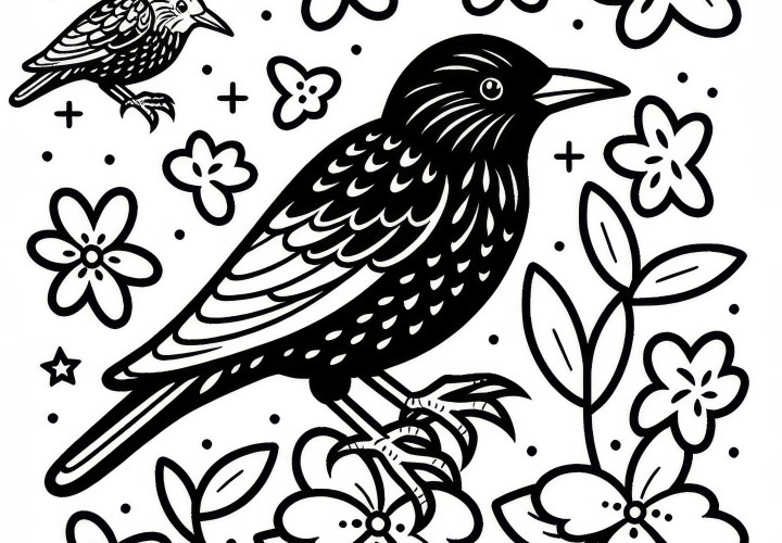 Звёздная птица Европа раскраска бесплатно