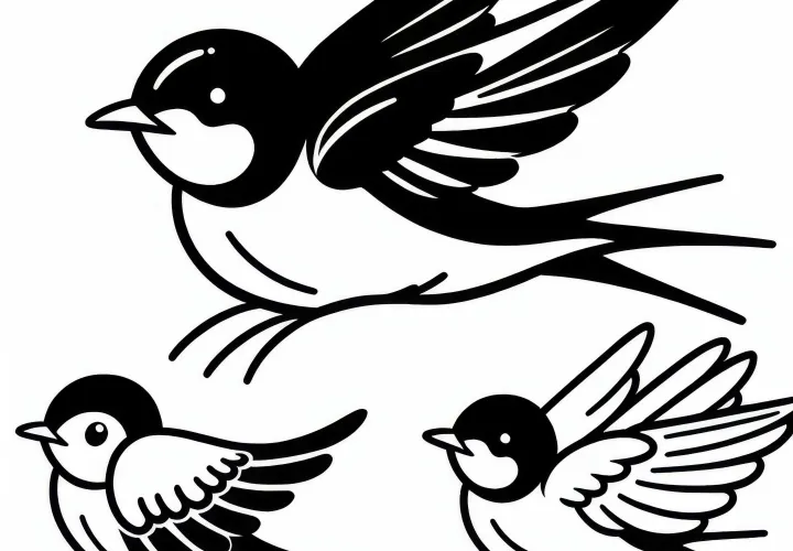 Vlaštovka – Rídlovka – vták v Európe – obrázok na vyfarbenie zadarmo Vlaštovka – Rídlovka – vták v Európe – obrázok na vyfarbenie zadarmo