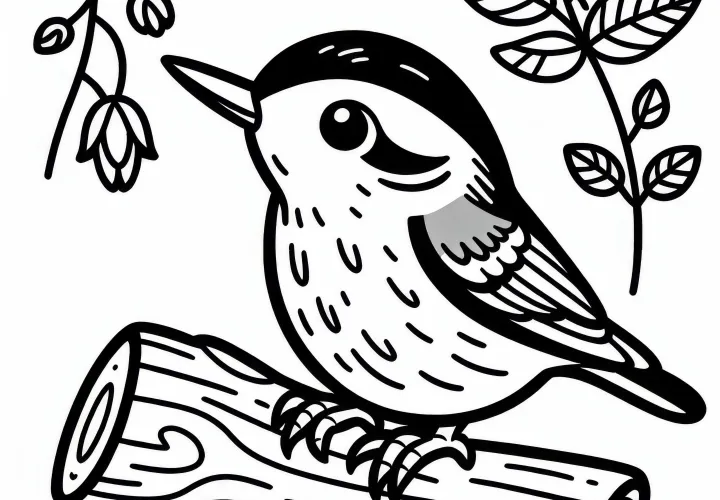 Pintura para Colorir do Pássaro Kleiber Europa Grátis
