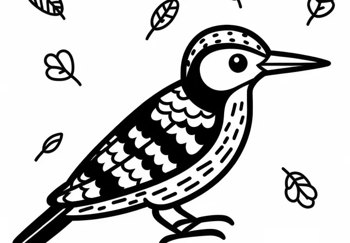 Pica-pau – Pica-pau-malhado – Pássaro – Europa – Desenho para colorir – Gratuito