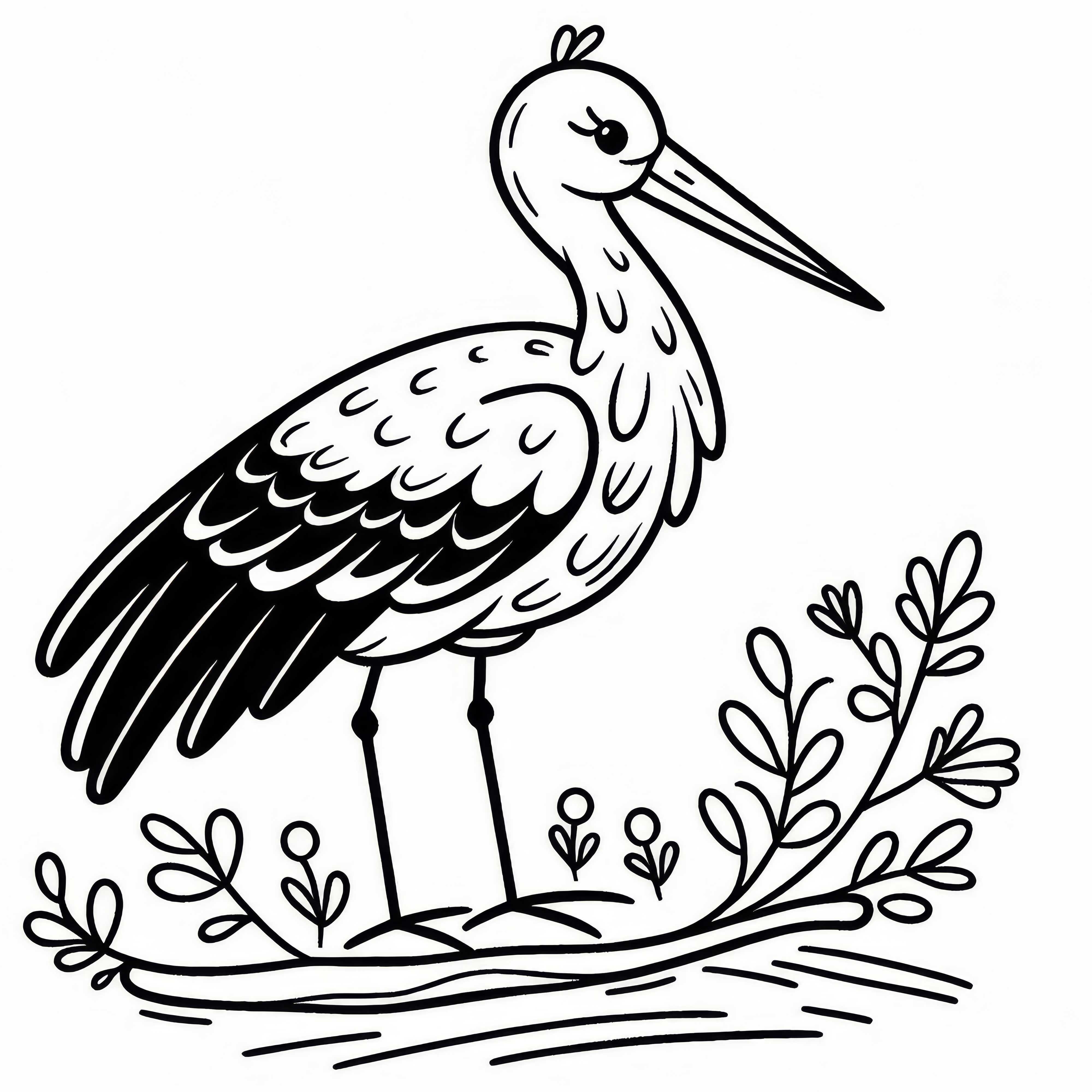 Wei&szlig;storch &ndash; Vogel Europas als Malvorlage zum Ausmalen und Herunterladen